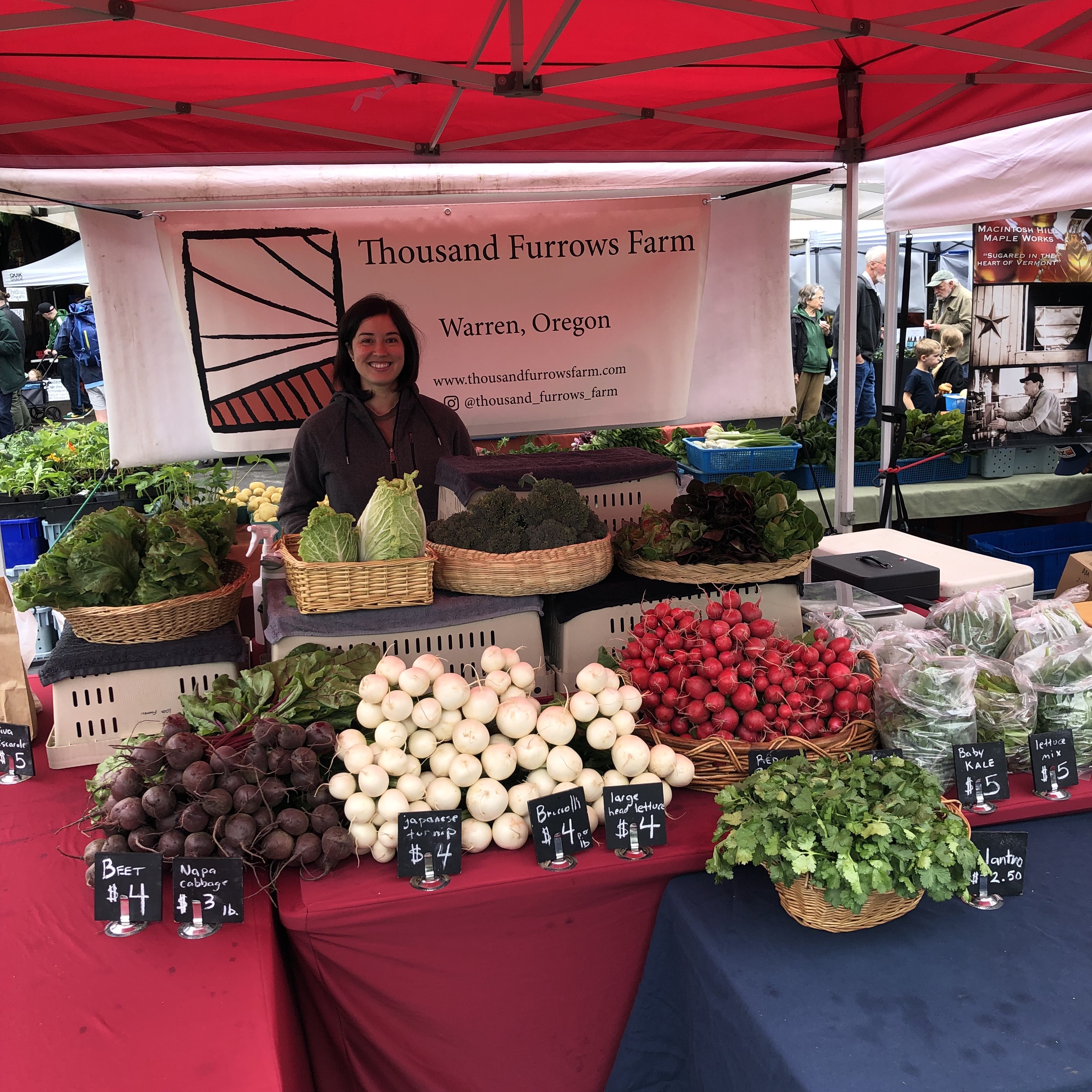 Mid may market stand.